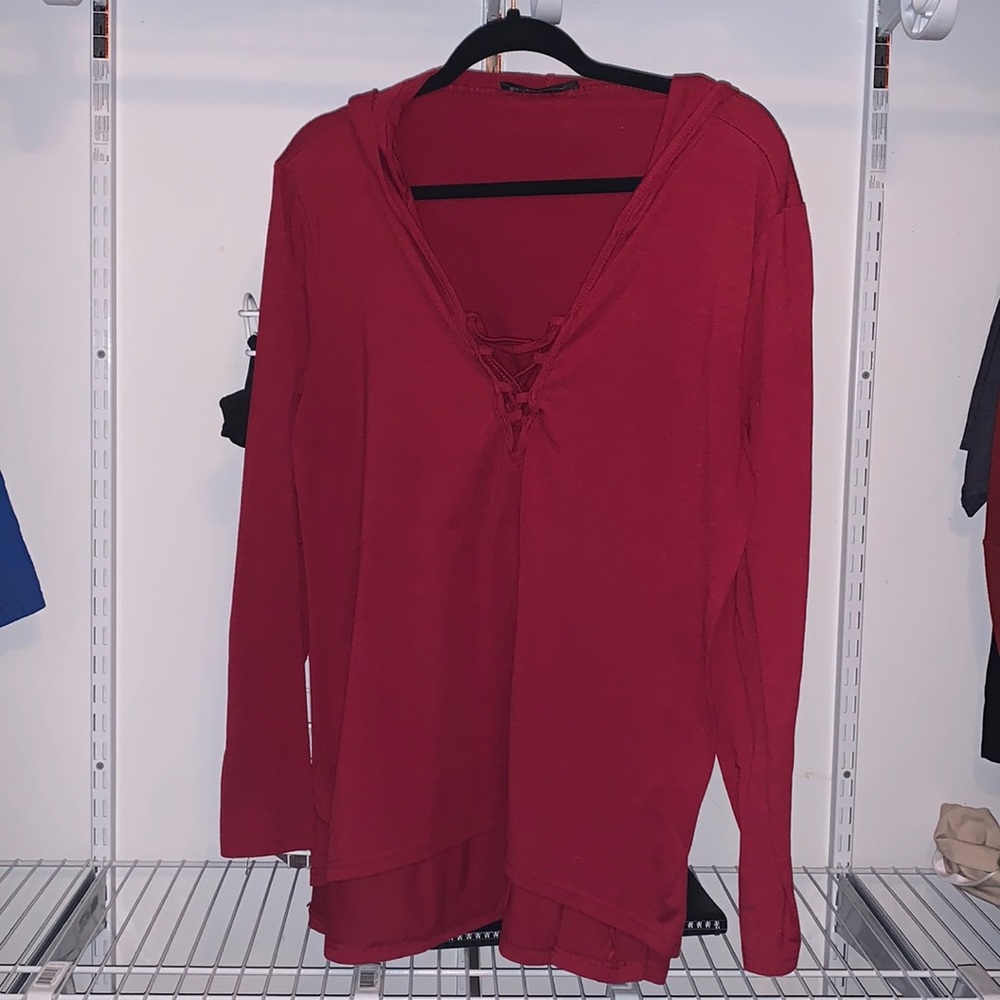 Long sleeve hooded shirt